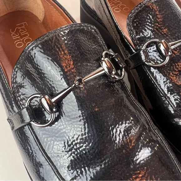 Franco Sarto Cason Loafer Size 9.5M Faux Patent Leather Bridle Bit Lug Sole - Picture 9 of 9